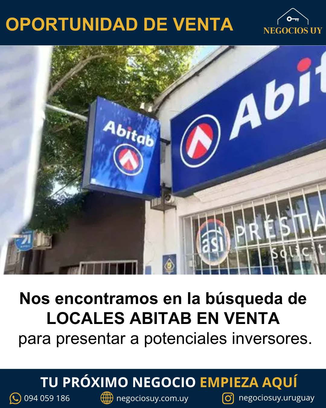 OPORTUNIDAD DE VENTA – BUSCAMOS LLAVE DE ABITAB EN VENTA