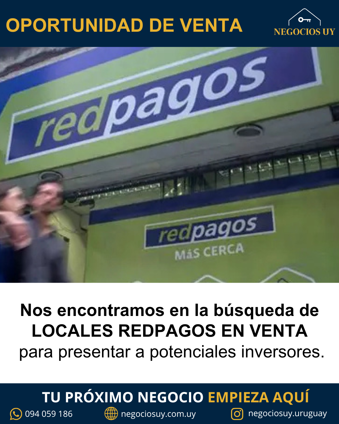 OPORTUNIDAD DE VENTA – BUSCAMOS LLAVE DE REDPAGOS EN VENTA